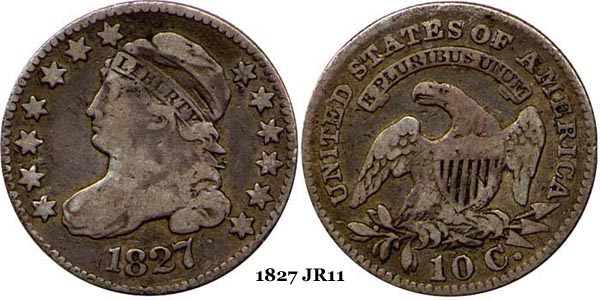 1827 JR11 Capped Bust Dime