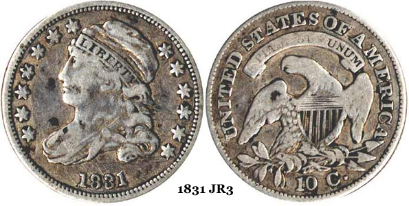 1831 JR3 Capped Bust Dime