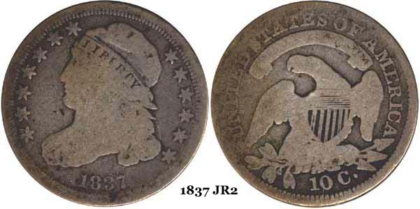 1837 JR2 Capped Bust Dime
